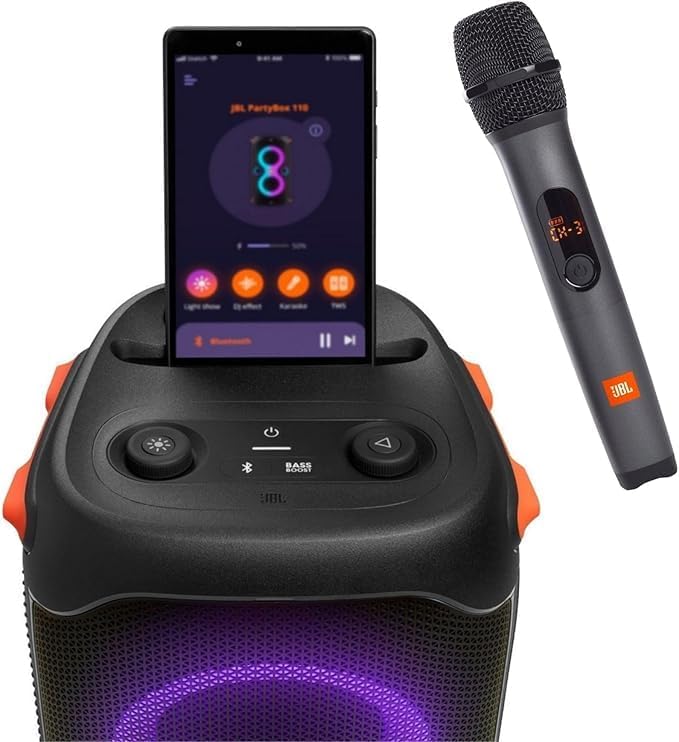JBL Party Box 110 and Wireless Microphone Bundle Speaker With LED Light Effect