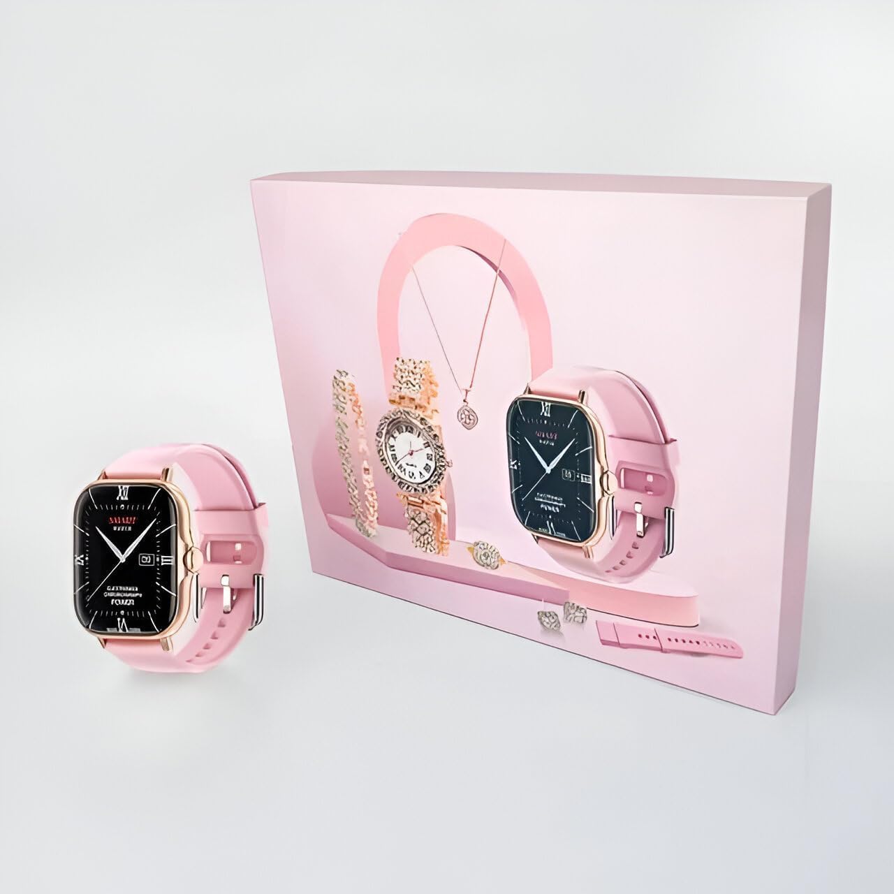A58 Plus Smart Watch Series with Women's Diamond Jewellery Set, Bluetooth Call, Sleep Monitor
