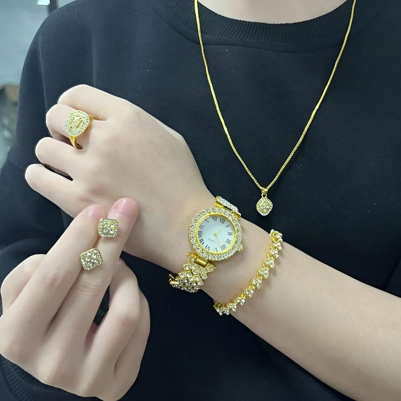 A58 Plus Smart Watch Series with Women's Diamond Jewellery Set, Bluetooth Call, Sleep Monitor