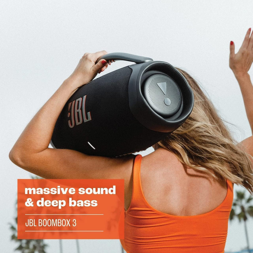 JBL Boombox 3 Portable Speaker, Massive Signature Pro Sound, Monstrous Bass, 24H Battery, IP67 Dust and Water Proof, Partyboost Enabled, Grip Handle, Bluetooth Streaming