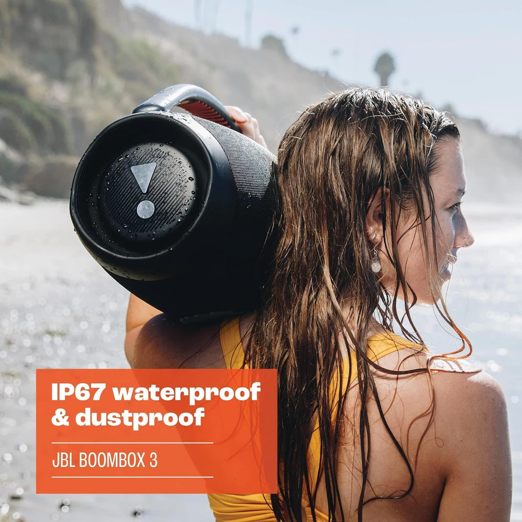 JBL Boombox 3 Portable Speaker, Massive Signature Pro Sound, Monstrous Bass, 24H Battery, IP67 Dust and Water Proof, Partyboost Enabled, Grip Handle, Bluetooth Streaming