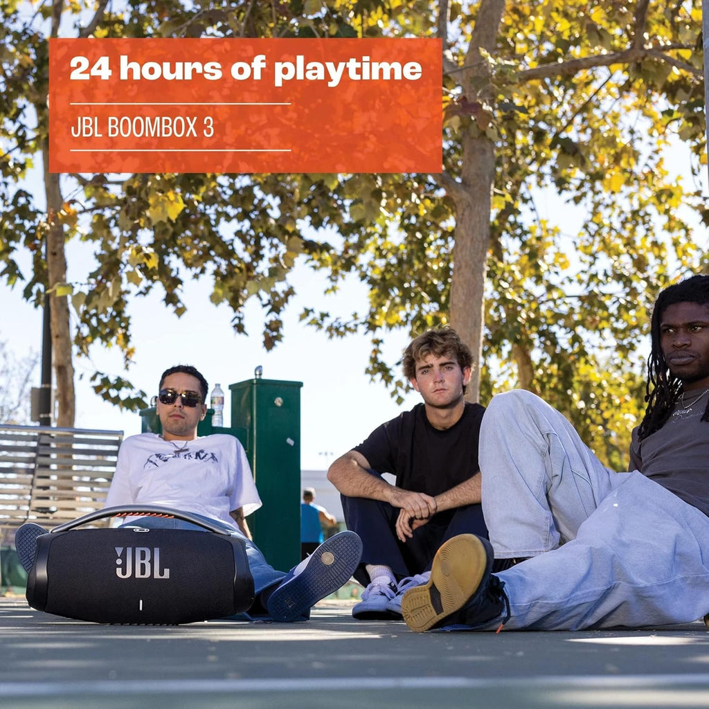 JBL Boombox 3 Portable Speaker, Massive Signature Pro Sound, Monstrous Bass, 24H Battery, IP67 Dust and Water Proof, Partyboost Enabled, Grip Handle, Bluetooth Streaming
